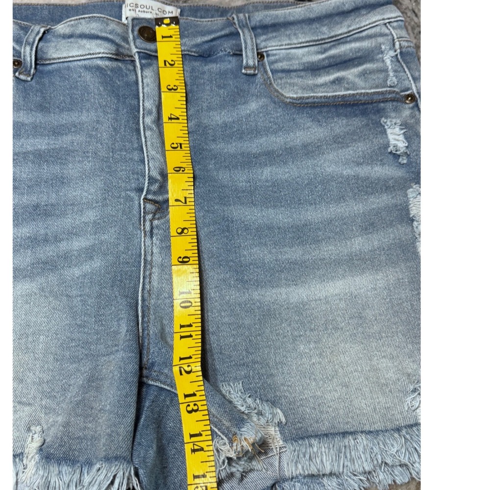 Chic Soul Denim Shorts Distressed Light Wash 16 Boho Western Summer Distressed - Picture 5 of 8
